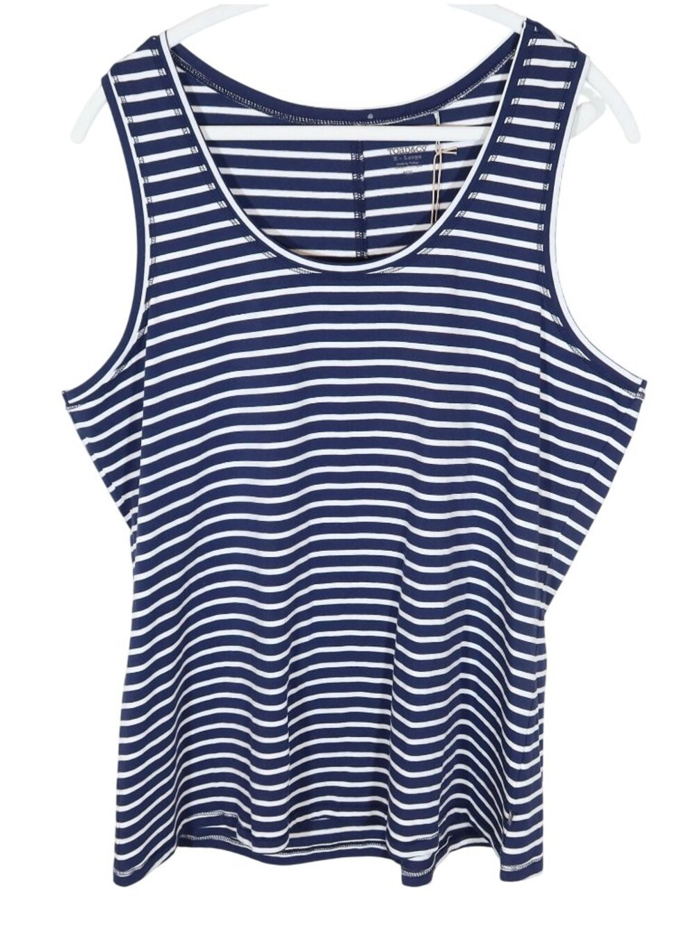 TOAD & CO Navy White Striped Lean Layering Tank Top XL Organic Cotton Nautical